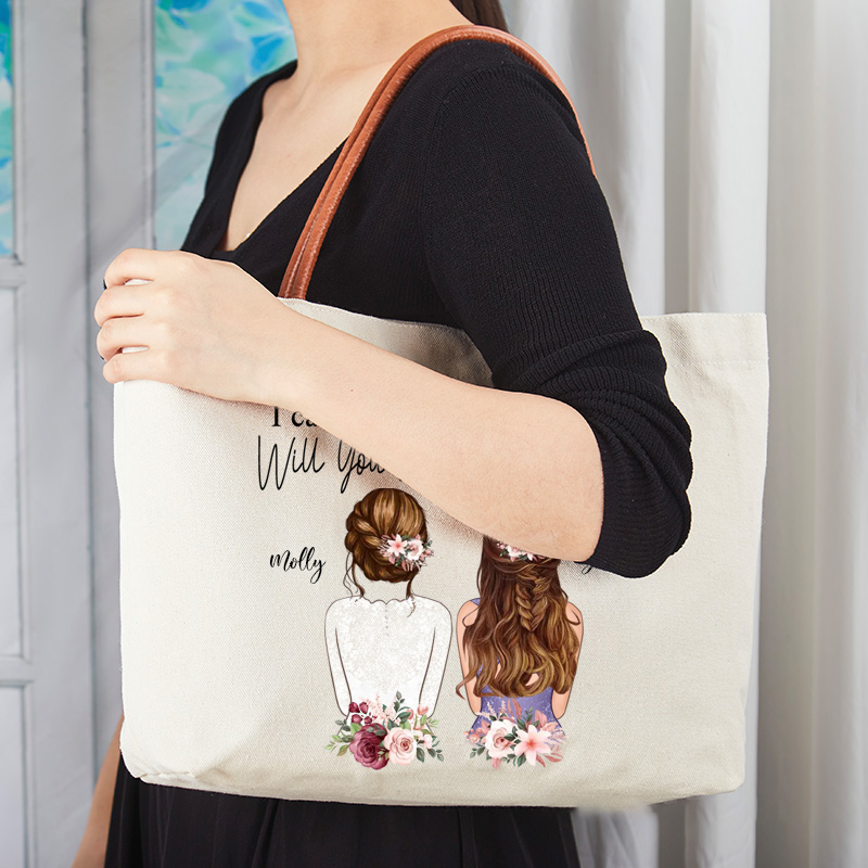 Personalized I Can't Say "Yes" without You Tote Bag For Bridesmaid Will You Be My Bridesmaid Tote Bag