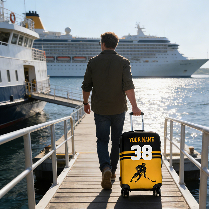 Personalized Hockey Luggage Cover with Custom Name Number and Colors for traveling and Hockey Lovers