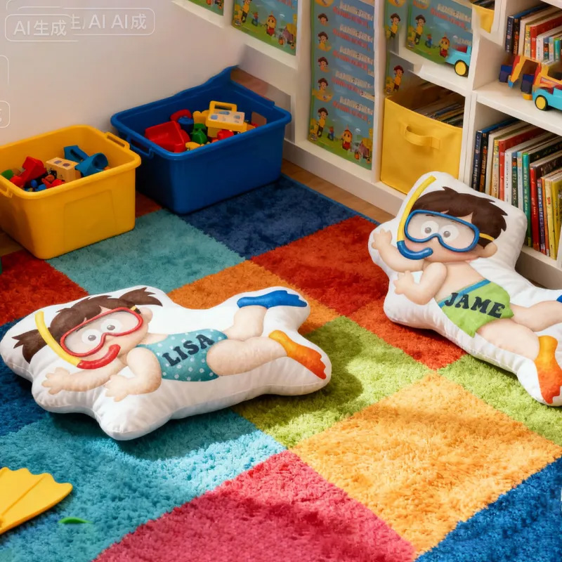 Personalized Diving Pillow Throw Pillow Graphic 3D Print Swimming Fitness Decoration Pillow Exercise Sport Pillow Female Swimmer Holiday Gift Custom Swim Pool Keepsake for Kids or Teens Swimming Lovers