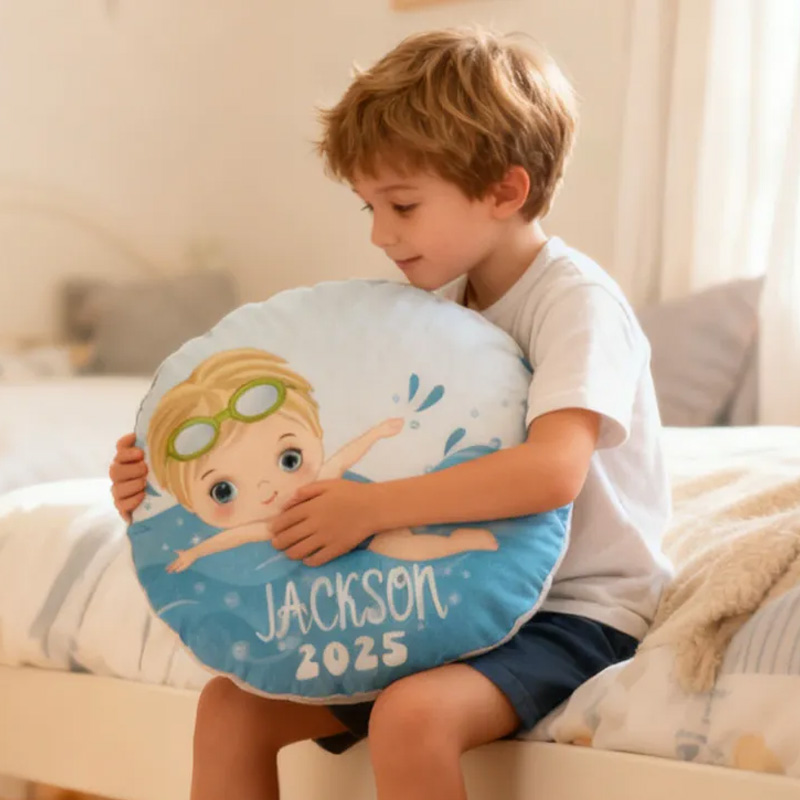 Personalized Boys Swimming Pillow Throw Pillow Graphic 3D Print Swimming Fitness Decoration Pillow Exercise Sport Pillow Female Swimmer Holiday Gift Custom Swim Pool Keepsake for Kids or Teens 