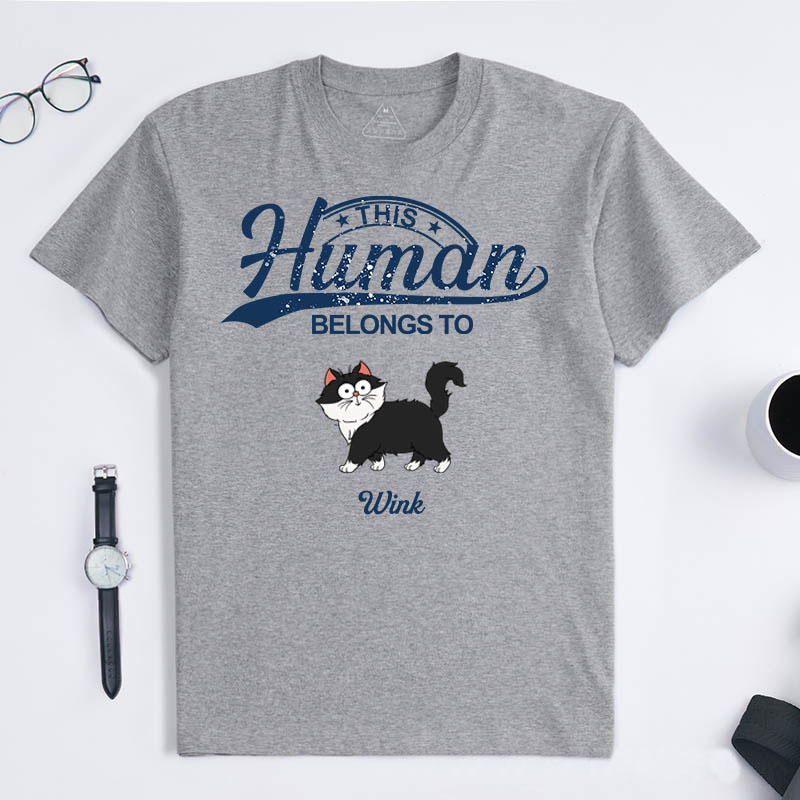 Personalized Cat Lover this Human Belongs to Cat T-Shirt
