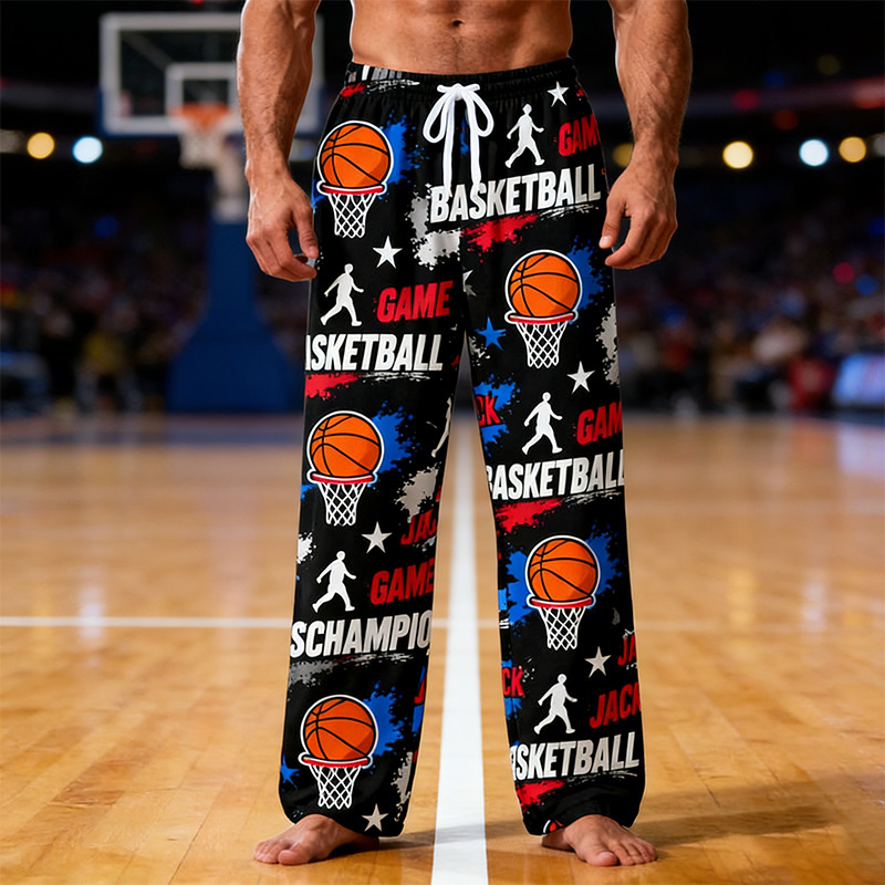 Personalized Basketball Lounge Pants with Custom Name and Sports Design for Basketball Enthusiast