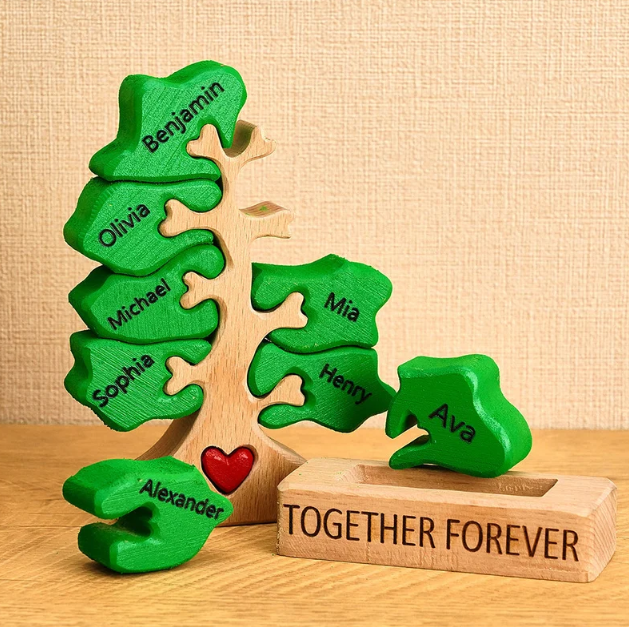 Personalized Family Tree Puzzle Wooden Home Sweet Home Decor Unique Housewarming Gift Custom Family Keepsake for New Home Living Room Decoration