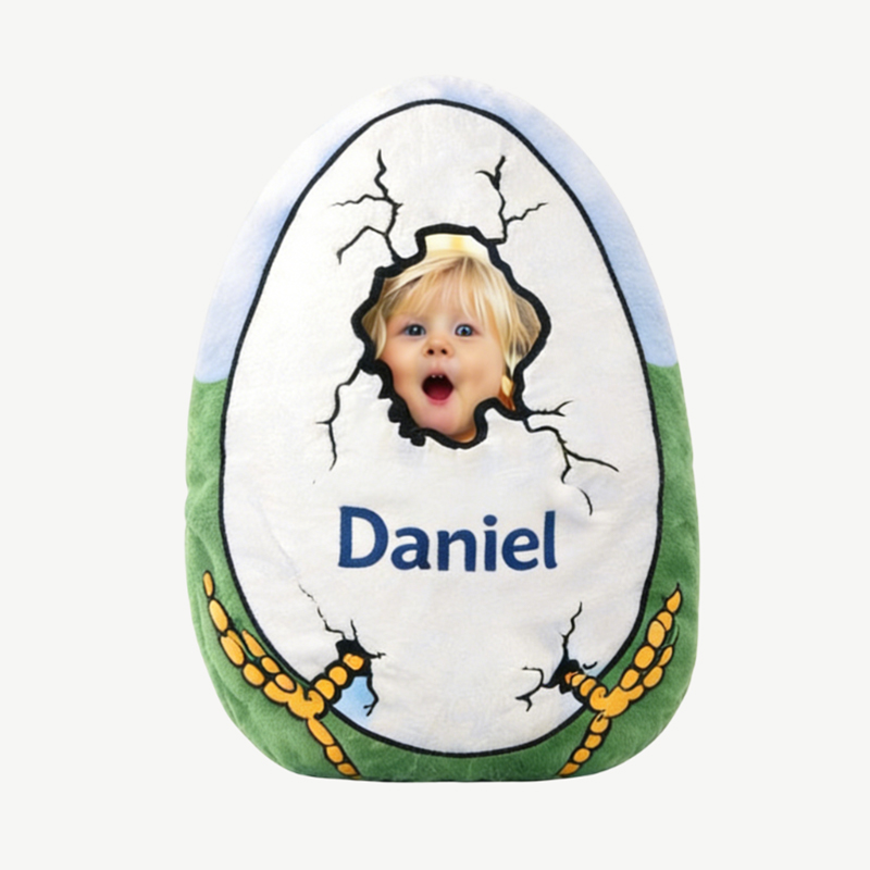 Personalized Funny Easter Egg Shaped Pillow Custom Face Photo and Name Novelty Holiday Gift for Kids
