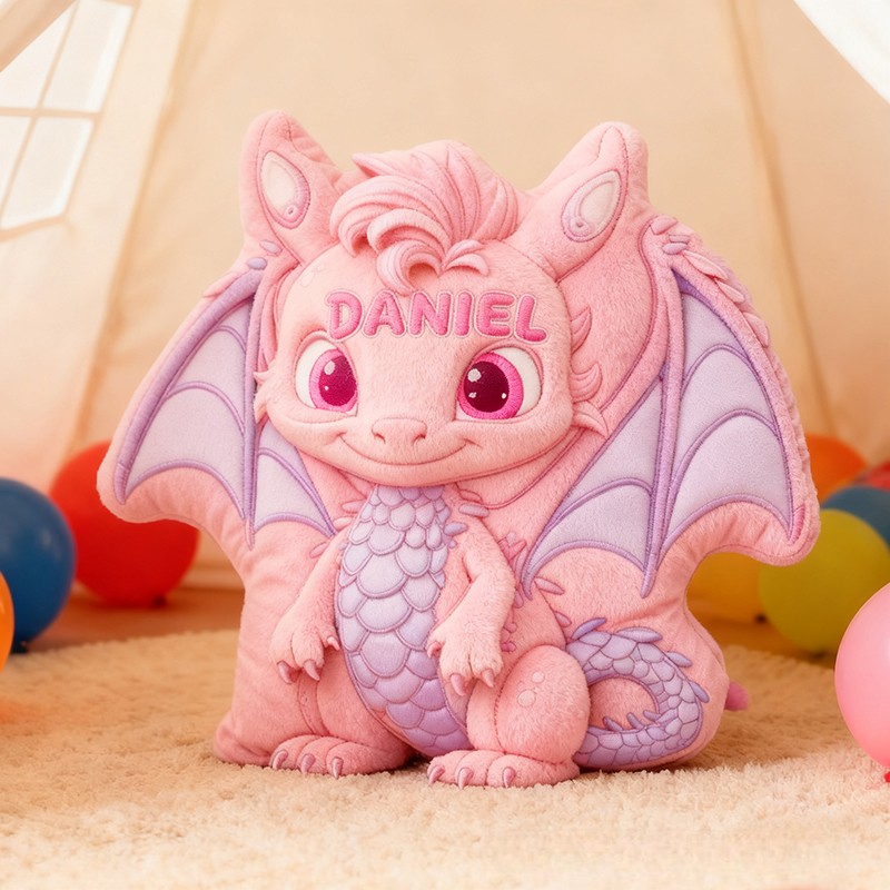 Personalized Cute Little Dinosaur with Name Graphic 3D Print Pillow Christmas Gift for Kids Birthday Gift