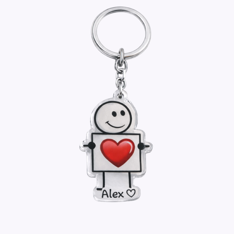 Personalized Minimalist Stick Figures Couple Keychain Custom Names Expressing Love Symbolic Holiday Gift for Couples