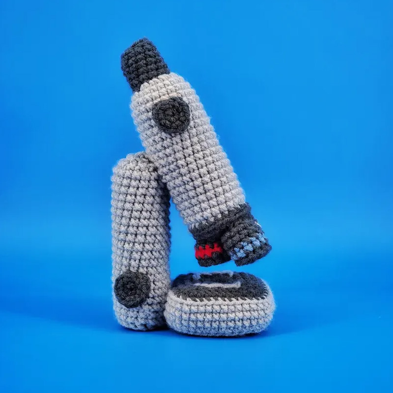 Personalized Amigurumi Toy Biology Plushie Microscope Crochet Toy Science Decor Gift for Geek Lover