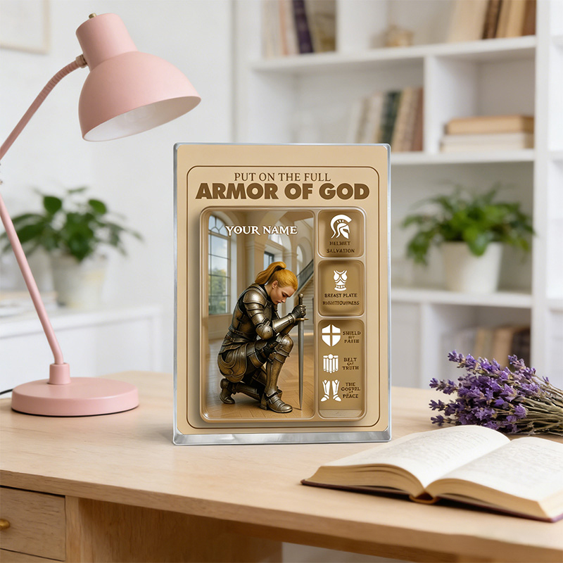 Personalized Put the Full Armor of God Acrylic Block with Custom Name Religious Christian Gift Faith Gift for Women and Girls