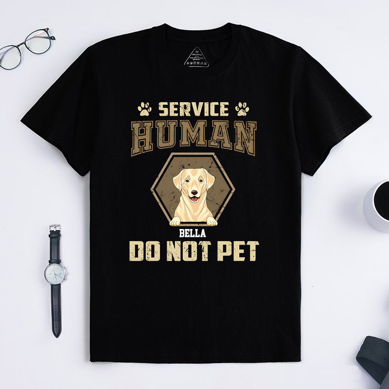 Personalized Dog Lover Retro Hexagon Service Human do Not Pet T-Shirt