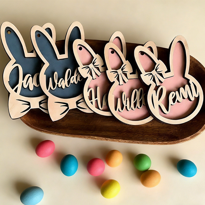 Personalized Bunny Easter Basket Tag Custom Easter Place Card Name Easter Basket Name Charm Kid Easter Basket Child Gift for boy and girl