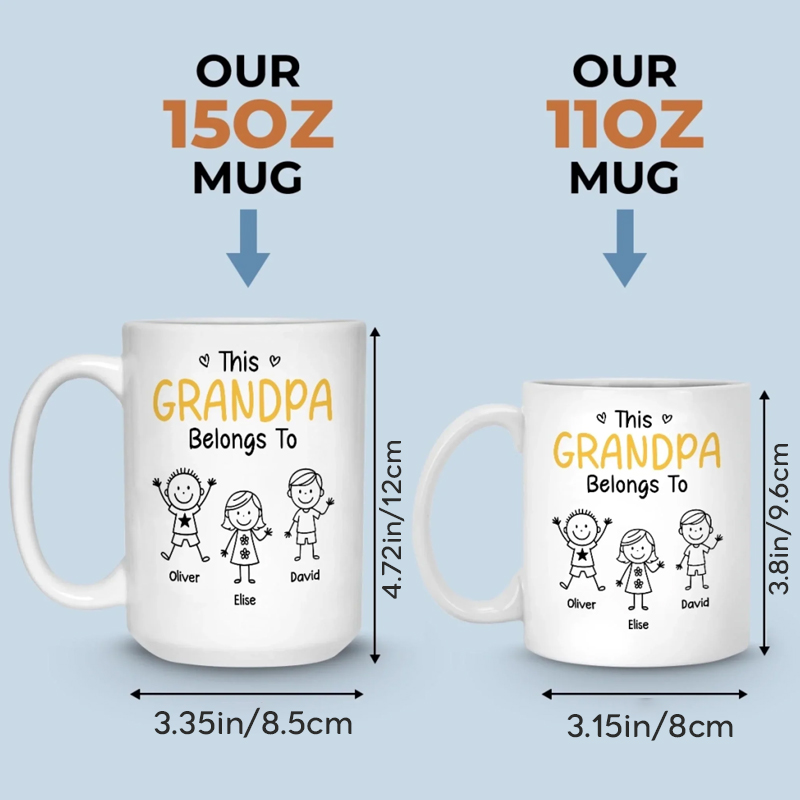 Personalized this Grandpa Belongs to Kids Mug Gifts for Dad Grandpa