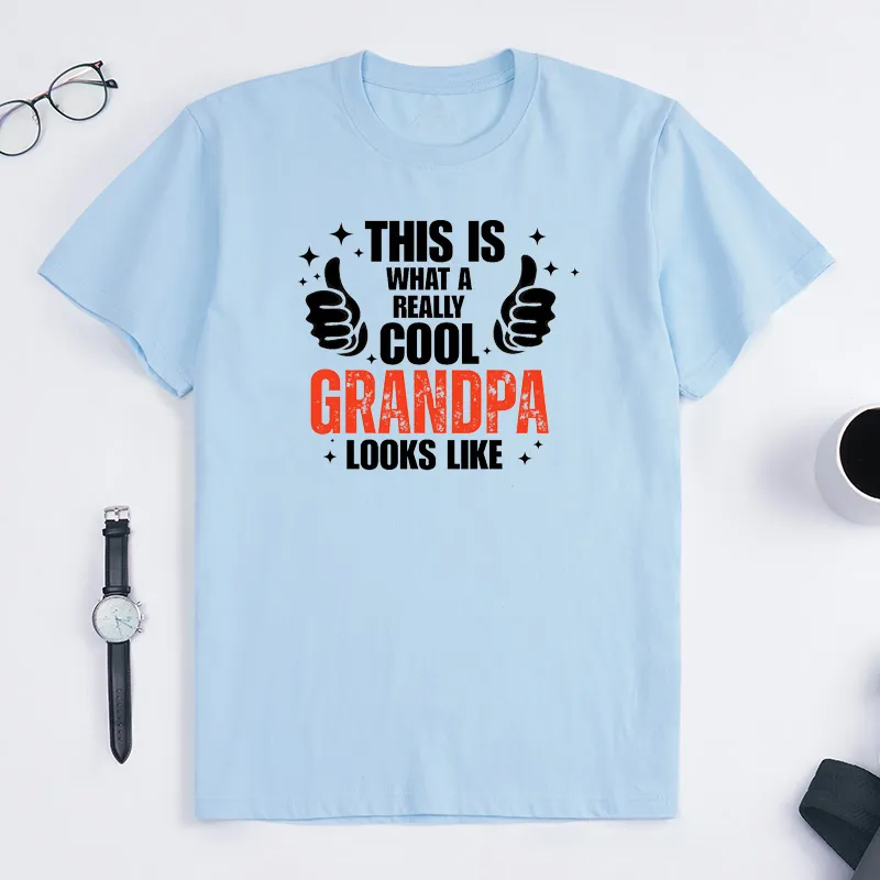 Personalized Grandpa T-Shirt Custom This Is What a Really Cool Grandpa Looks Like Gift for Grandfather Father's Day Birthday Comfortable Cotton Shirt