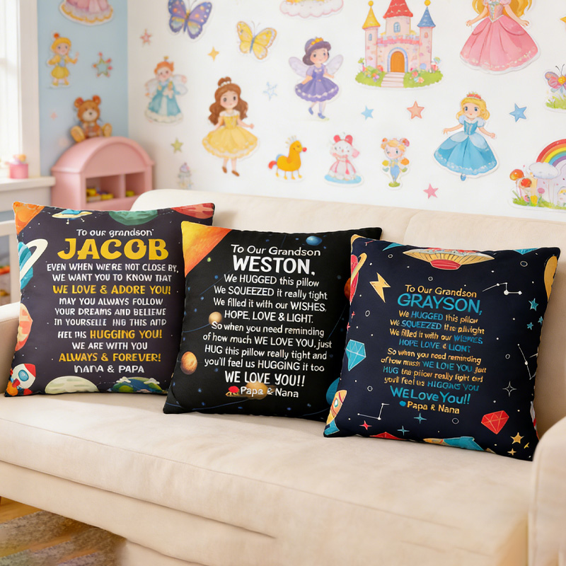 Personalized Space Theme Planets Love Throw Pillow Astronomy Gift for Child Nerd Geek Lover