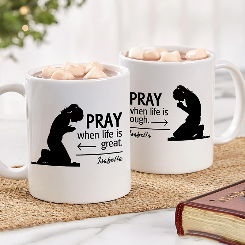 Personalized Prayer Ceramic Coffee Mug with Name Daily Use Home Decor Christening Baptism Gift for Christian