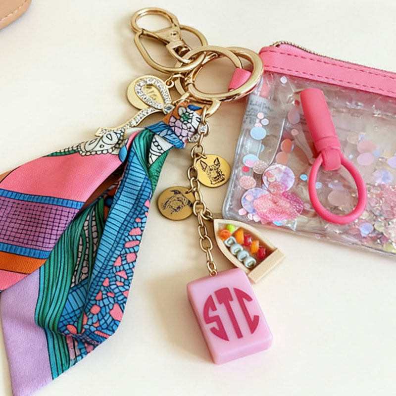 Personalized Mahjong Tile Keychain Pink Tile Monogrammed Mah Jongg Gift