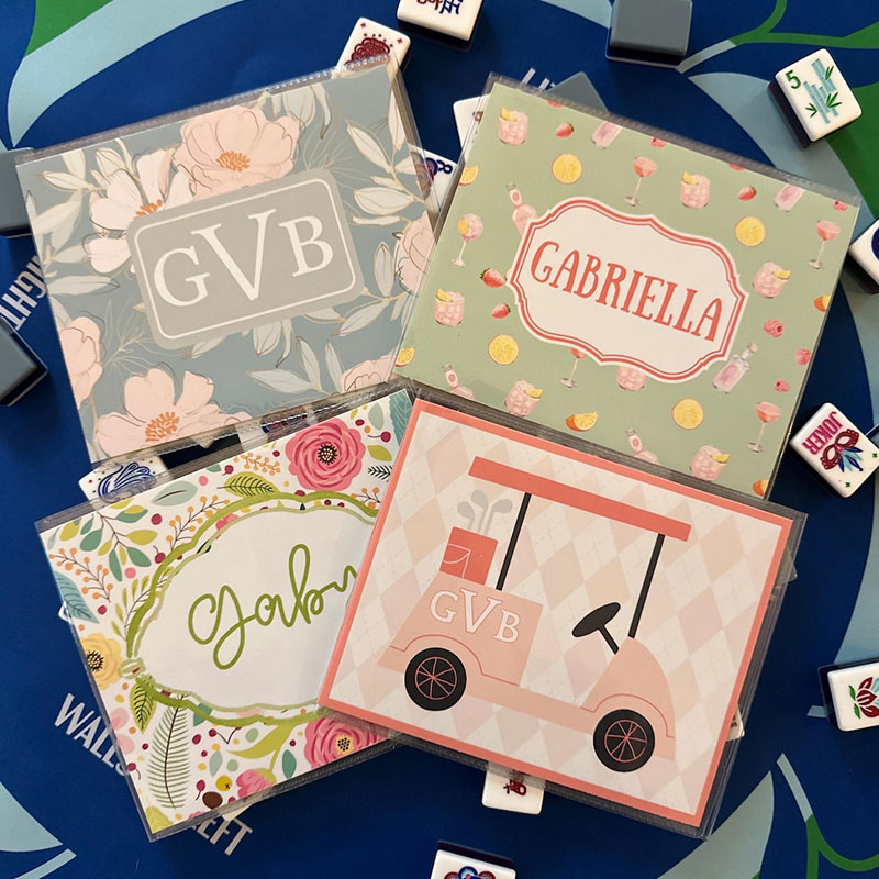 Personalized Mahjong Card Cover and Plastic Sleeve for Large Card National Mahjong League Card Protector Custom Monogram Mahjong Gift