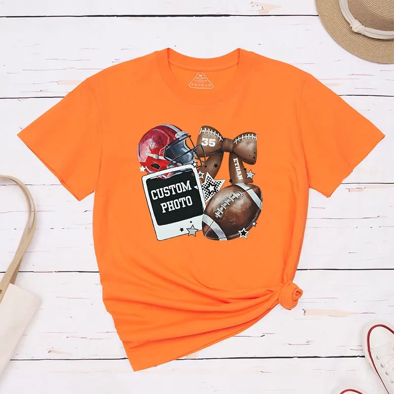 Personalized American Football T-Shirts with Custom Photo, Name, and Number