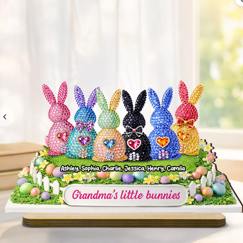 Personalized Grandma's Little Bunnies Easter with Names Custom 2-Layered Wooden Plaque Sentimental Easter Gift for Grandma