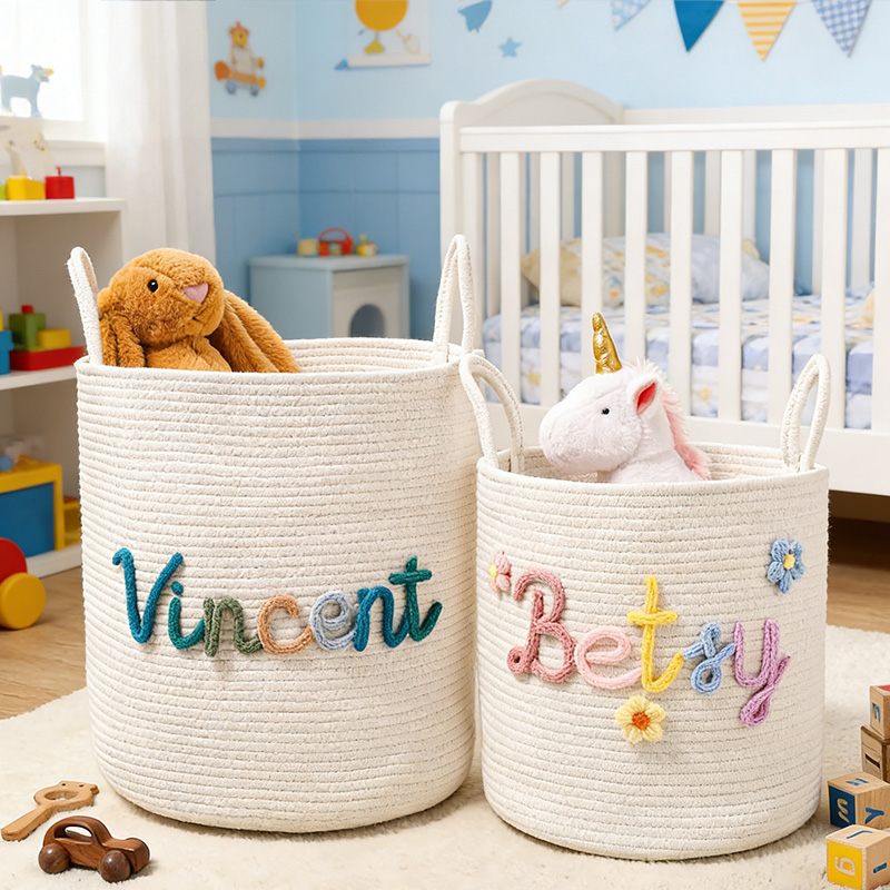 Personalized Handmade Candy Basket Personalized  Name Storage Basket Baby Shower Gift Cotton Rope Basket Nursery Storage Basket Toy Organizer Easter Basket gift for kids 