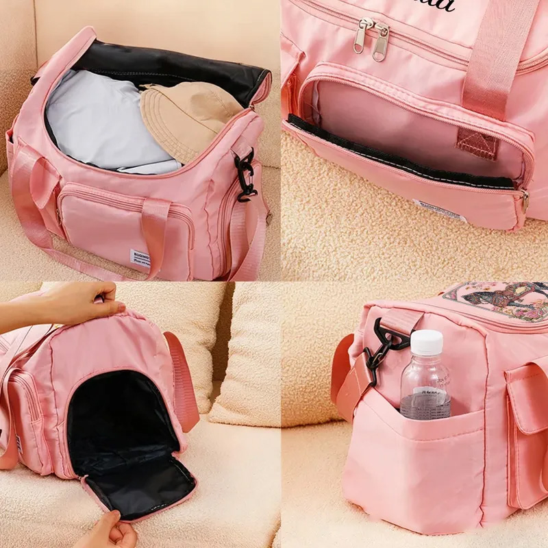 Personalized Horse Riding Duffle Bag Waterproof Equestrian Multi Compartment Travel Bag with Name and Shoulder Strap Travel Accessories Birthday Gift for Women Girls Overnight Bag Gift for Horse Lovers Riding Lovers Equestrian Lovers