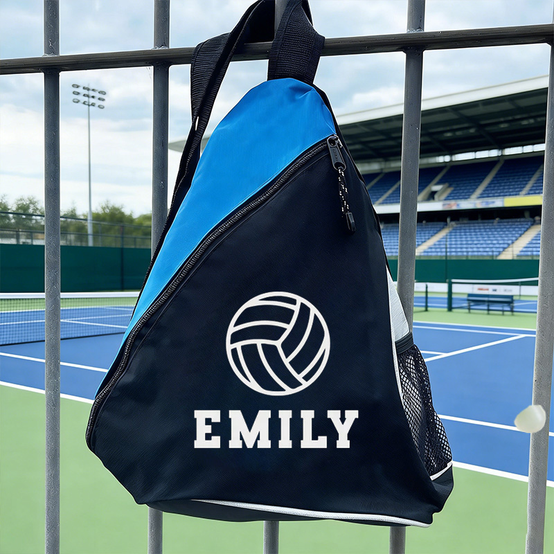 Personalised Kids Sports Bag Custom Mono Strap Rucksack with Football Tennis Icon Padel Crossbody Backpack Unisex PE Kit Bag with Name gift for kids