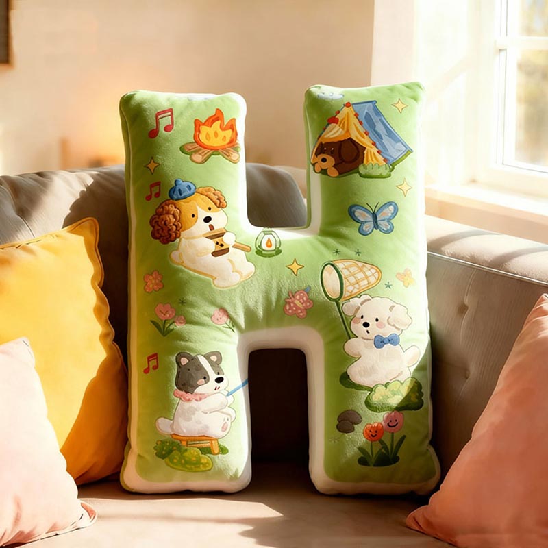 Personalized Dog Lover Camping Fishing Letter Pillow Graphic 3D Print