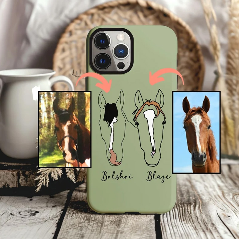 Personalized Horse Line Drawing Case Daily Use Birthday Gift for Riding Lovers Equestrian Lovers Unique Style Phone Cases