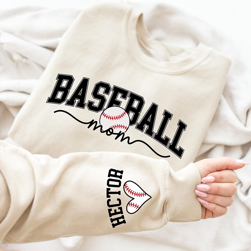 Personalized Baseball Mom Sweatshirt with Custom Name and Stylish Graphic Design