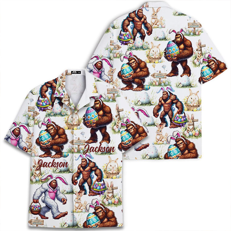 Personalized Alien Pineapple Hawaiian Shirt For Men Tropical Alien Bunny Easter Shirts Easter Gift for Him Husband Boyfriend