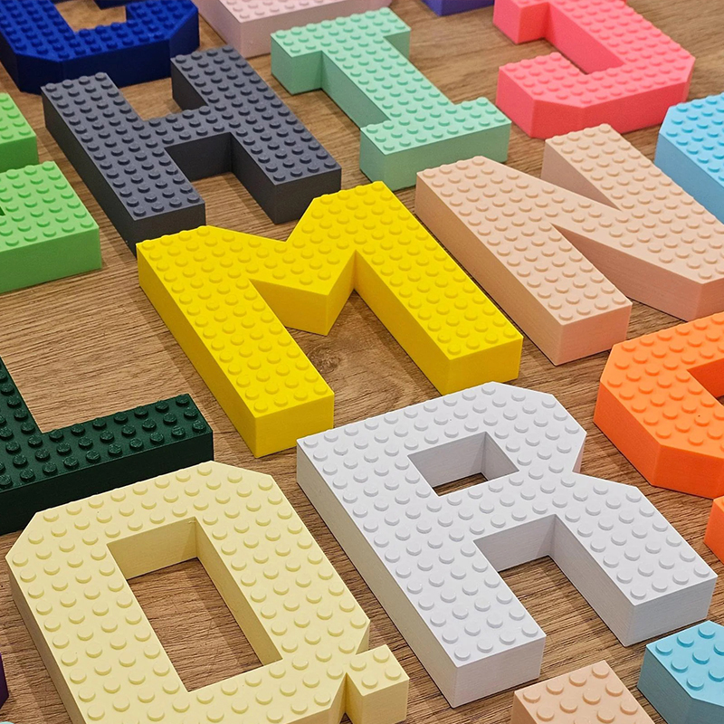 Personalized Building Block Letter Name Sign Plastic Custom Kids Room Decor Gift