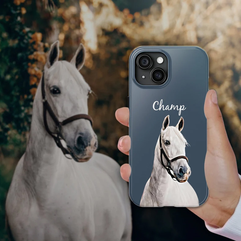 Personalized Horse Portrait From Photo Gift for Riding Lovers Equestrian Lovers Unique Style Phone Cases