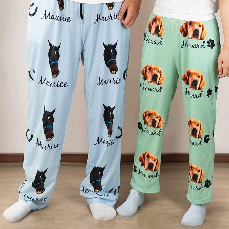 Personalized Pet Lover Multicolor Cute Paw Print Carrot Pattern Pet Avatar Photo Pajama Pants