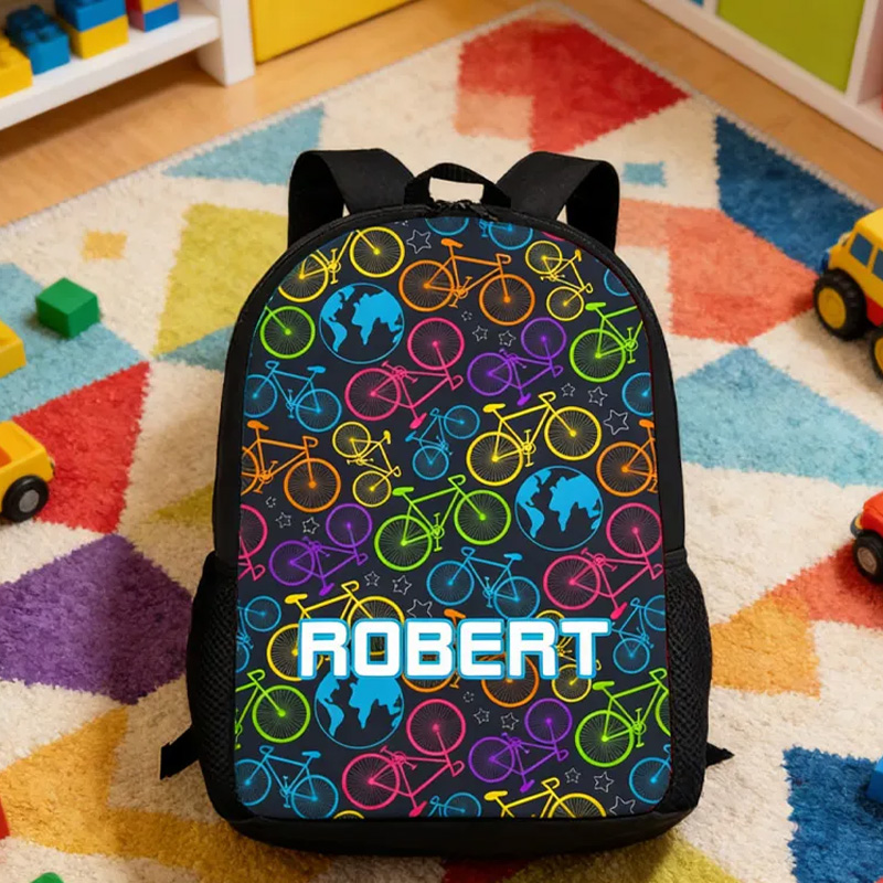 Personalized Custom Name for Kids Back to School Gift Bicycle Kids Boy And Girl Riding Bike for Riding Lovers