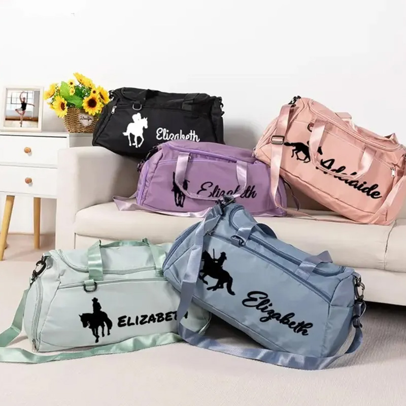 Personalized Name Horse Riding Duffle Bag Waterproof Travel Weekender Bag with Strap Equestrian Overnight Bag Gift for Horse Lovers Riding Lovers Equestrian Lovers