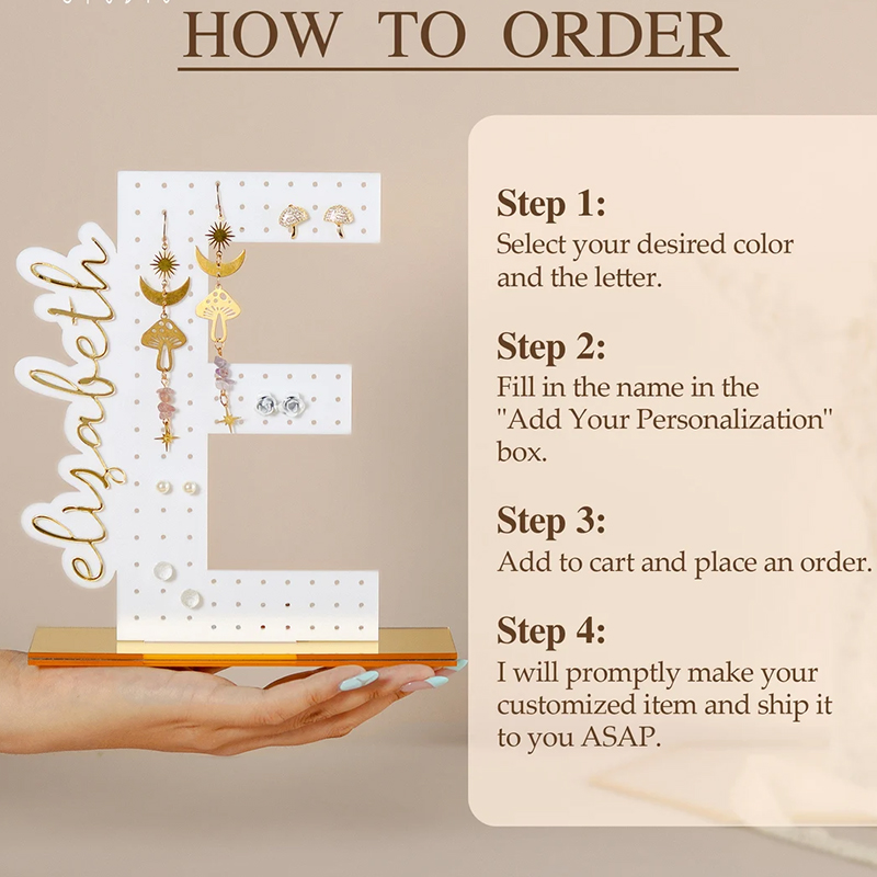Personalized Earring Holder  Birthday Gift for Her Custom Earring Display Acrylic Jewelry Organizer Teenage Girl Gifts Gifts for Mom