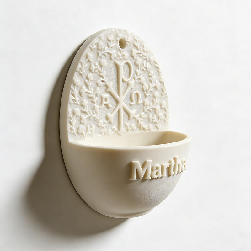 Personalized Chi Rho Holy Water Font for Home with Custom Name Catholic Catholic Home Decor Prayer Corner Decor Religious Gift Catholic Gift