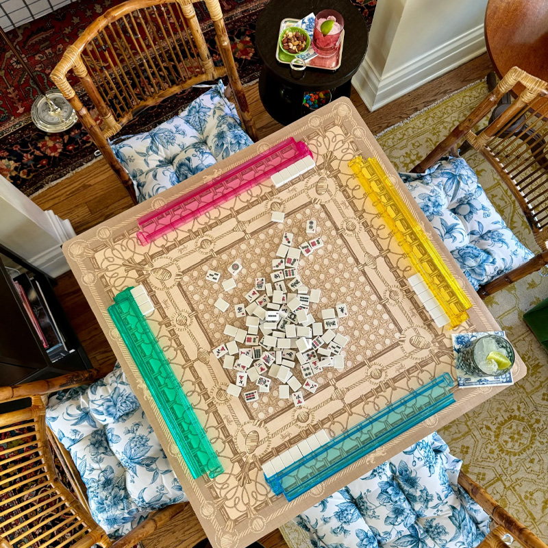 Personalized Mahjong Caned Trompe Loeil Blond Horse Mahjong Mat Custom Text Gift Neoprene Game Surface Travel Portable Playing for Equestrian Lovers