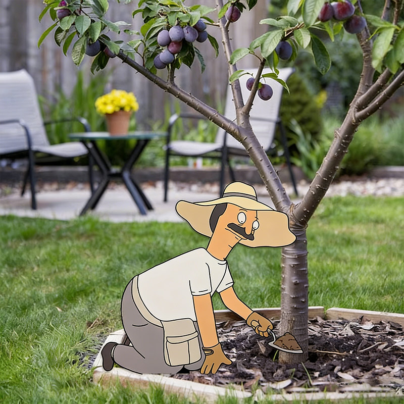Metal Yard Stake Garden Decor Potted Plants Sign Outdoor Garden Decor Gardeners Gift Cartoon Character Planter Art Garden Sign