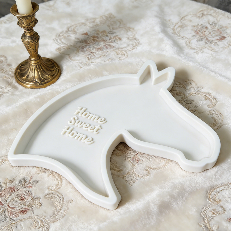 Personalized 3D Printed Horse Shaped Tray Rustic Catch All Dish Home Decoration Gift for Equestrian Lovers