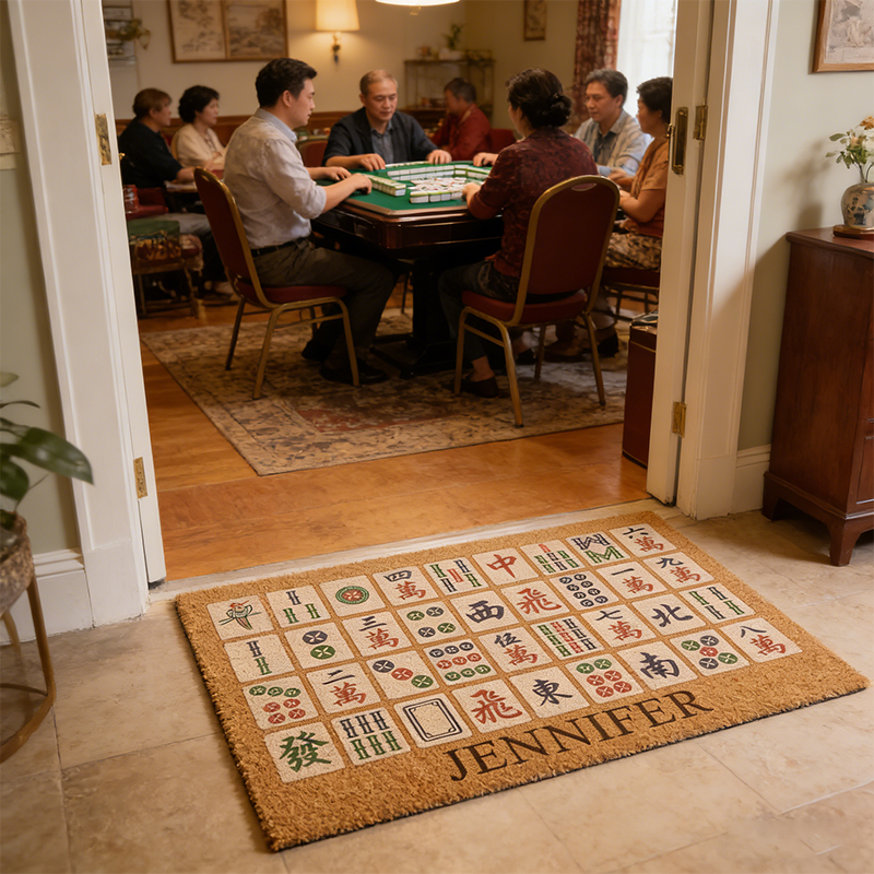 Personalized Mahjong Tiles Welcome Doormat Birthday Gift Mahj House Decor Mahjong Outdoor Mat Mahjong Lover Player Gamer Gift