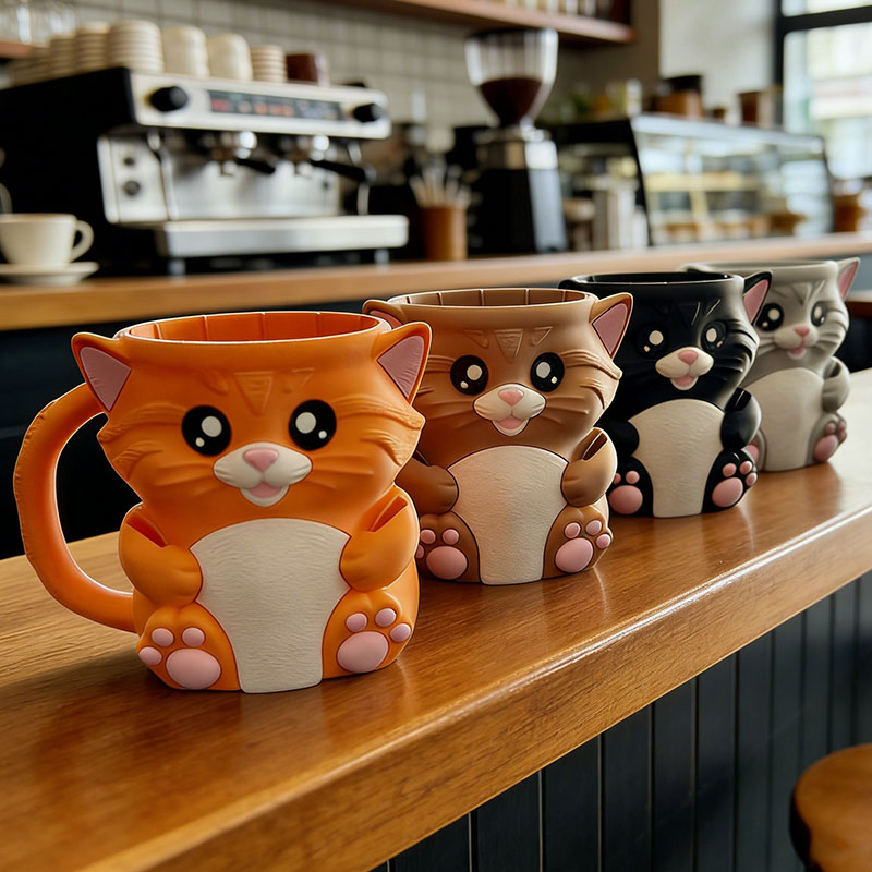 Cat Ice Cream Pint Holder 3D Printed with Spoon Slots & Snack Drawer 16oz Gift for Cat Lovers