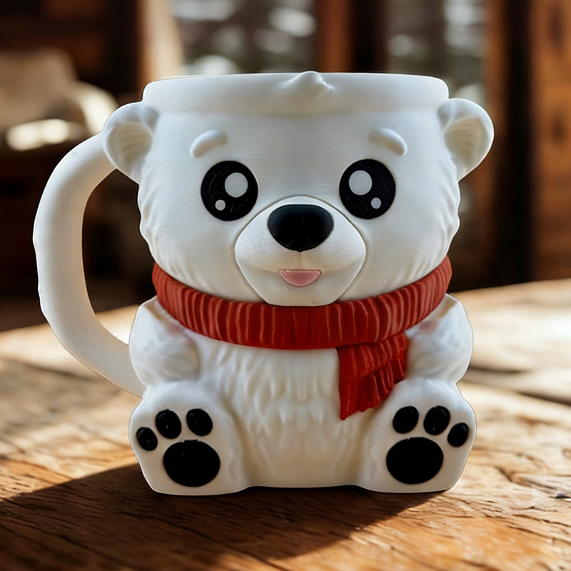 Polar Bear Ice Cream Pint Holder 3D Printed with Spoon Slots & Snack Drawer