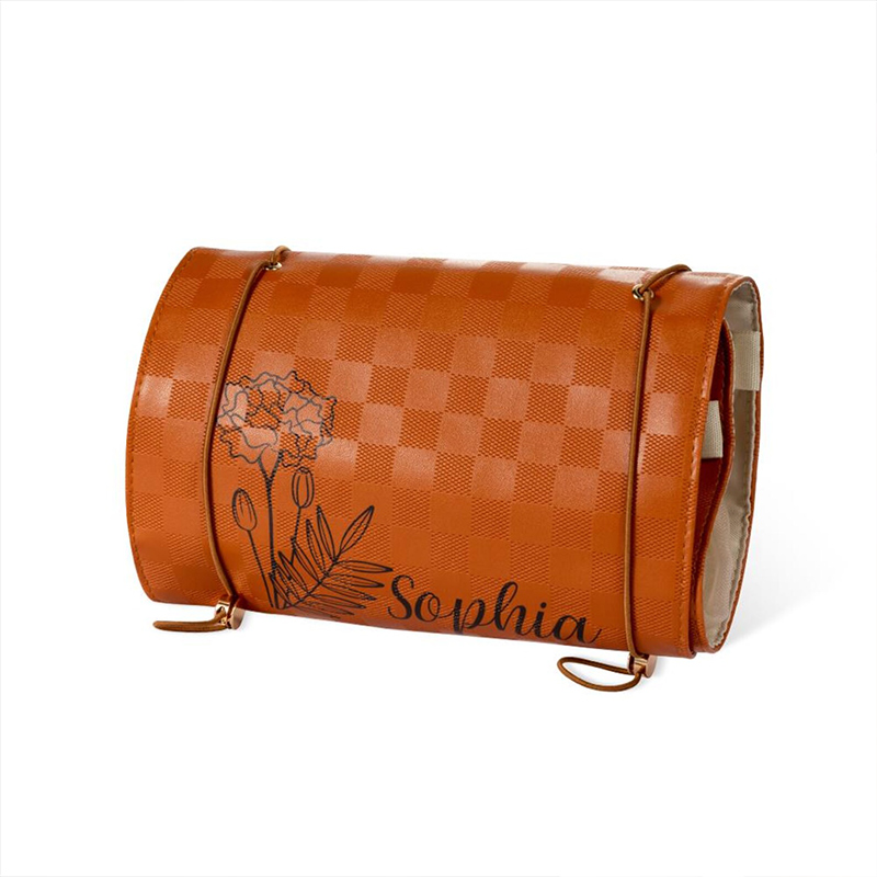 Personalized Name And Birth Flower Cosmetic Travel Bags Foldable Make Up Organizer Hanging Toiletry Bag for Women Weekender Bag Mother's Day Gift