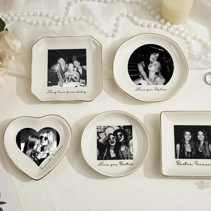 Personalised Photo Trinket Dish With Custom Jewelry Ring Dish, Wedding Gift, Bridesmaid Proposal, Trinket Tray for Best Friend, Bestie
