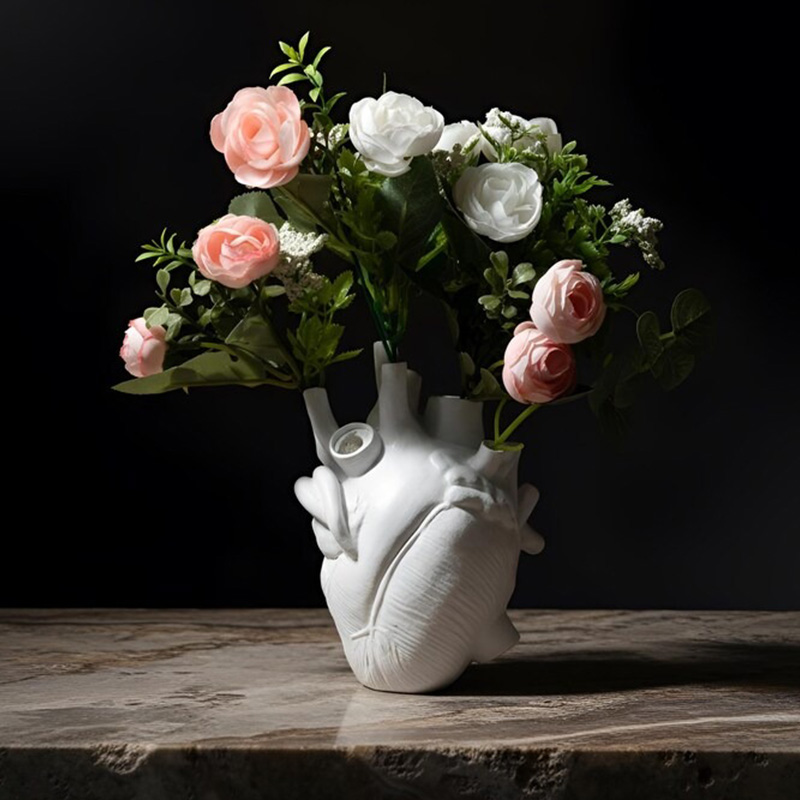 Personalized Anatomical Heart Resin Vase, Modern Gothic Sculpture Flower Vase Minimalist Anatomical Art Decor for Home Office Gift