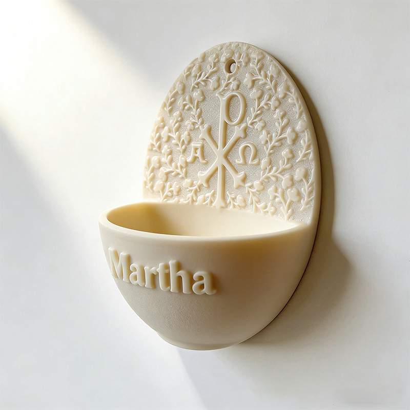 Personalized Chi Rho Holy Water Font for Home with Custom Name Catholic Catholic Home Decor Prayer Corner Decor Religious Gift Catholic Gift