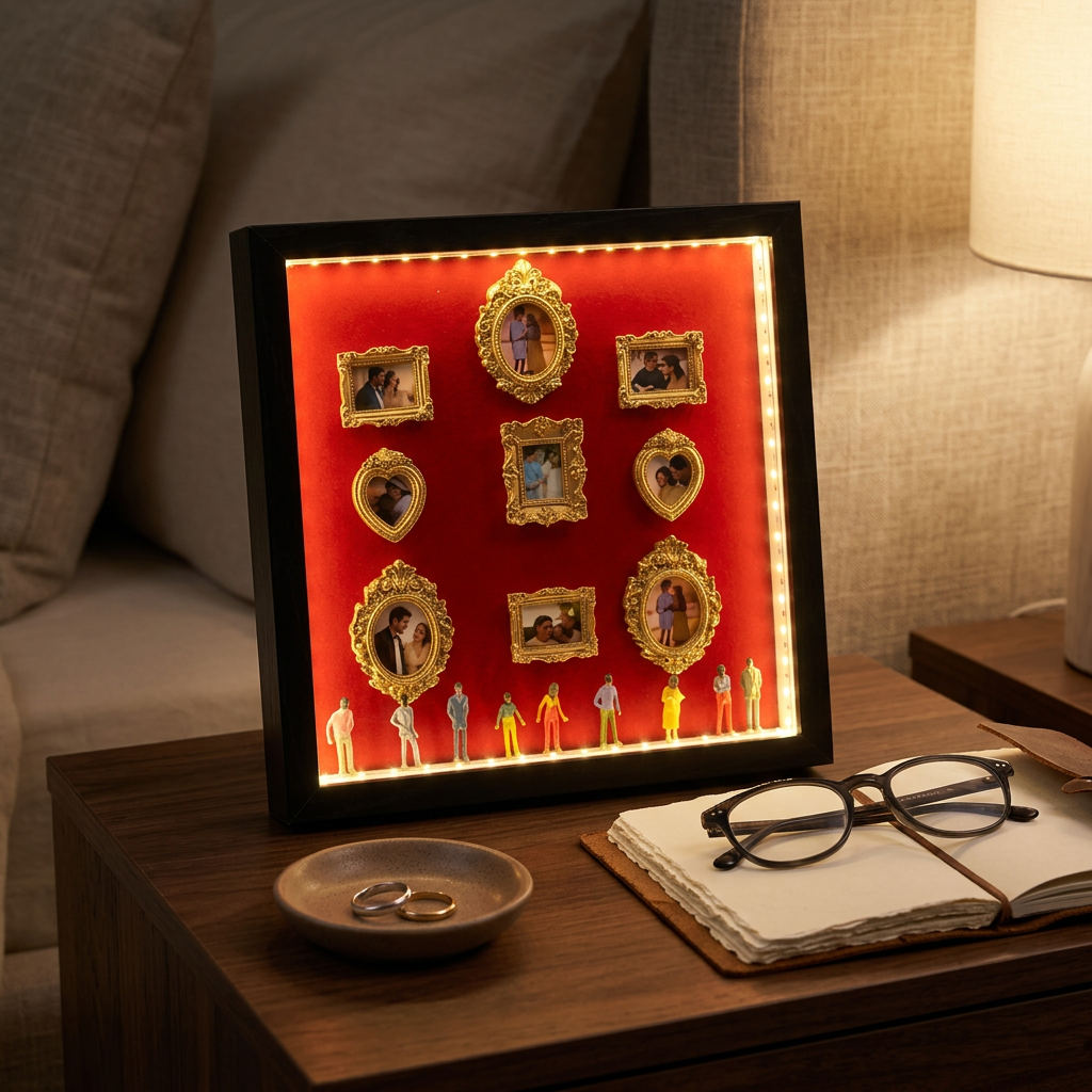 Personalized Mini Museum Silhouette Box with LED Light DIY 11 Photos Museum Frame Box Mother's Day Gifts