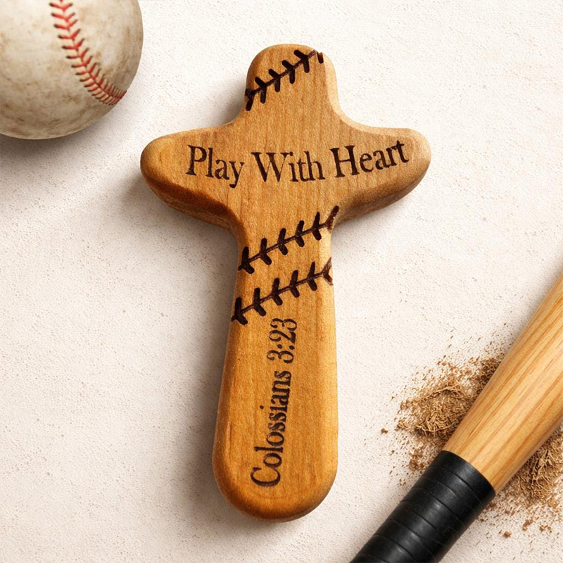 Baseball Pocket Cross Personalized Teen Easter Basket Stuffer for Boy Baseball Wooden Pocket Cross Christian Athlete Easter Gift for Godson