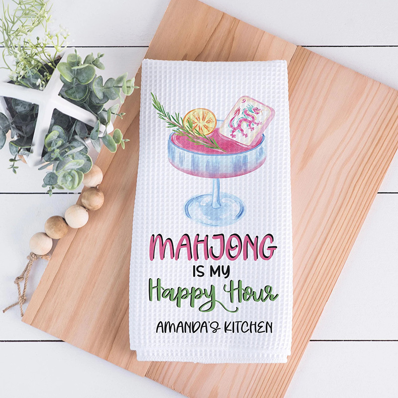 Personalized Mahjong Decor Towel Mahjongg themed Towel Mahjong-themed Gift for Kitchen Mahjong Party Gift