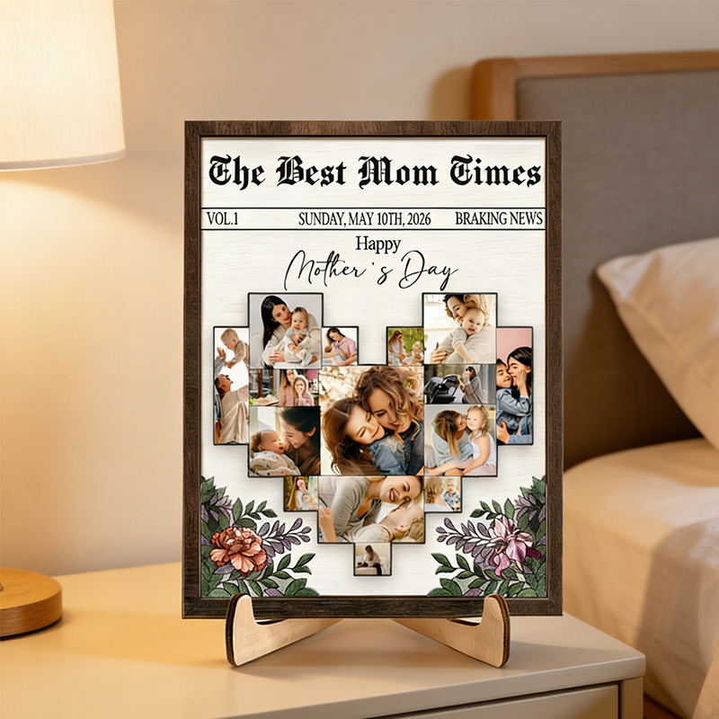 Personalized The Best Mom Sign Custom Two-layer Wooden Plaque with Stand Mother's Day Gift Birthday Gift 